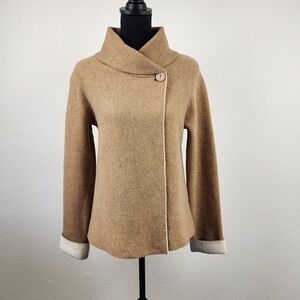 AIDA Wool Knit Wrap Jacket Italy Neutral Button Cardigan Women’s L Quiet Luxury